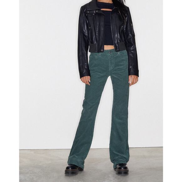 Motel Rocks Corduroy Bootleg Jeans in Cord Forest Green Size Medium 8/30 - Picture 1 of 12